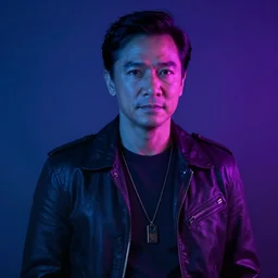 leslie cheung, by greg rutkowski, blue and purple lighting, digital art, ultra realistic, ultra detailed, photorealistic, 4k, character concept
