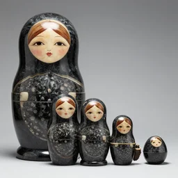 aligned xenomorph nesting dolls, made of dark shinny marble. by h. r. giger and henry cartier bresson.