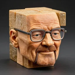 a cube made of walter white, studio photography, close up