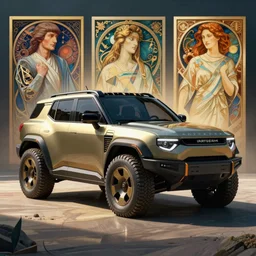 a futuristic offroad suv by artgerm and greg rutkowski and alphonse mucha, zaha hadid, volumetric light, detailed, octane render, midsommar