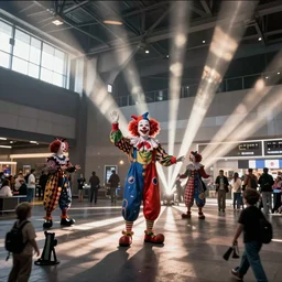 clowns are taking over the mall of america, CCTV footage shown on newscast