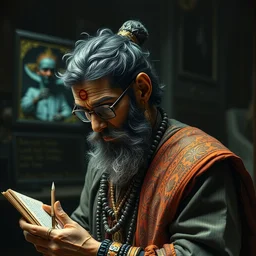 a jain teacher, hand - drawn, by raphaelite, mat collishaw, piecraftian dieselpunk, atompunk, 1 5 mm, hyper - detailed, 1 8 5 0 s, fantasy realism, photojournalism, 1 9 7 0 s, motion blur, all dimension