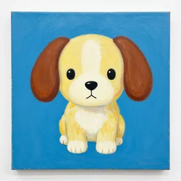a beautiful painting lovely toy dog, by murakami award - winning art color screen printing