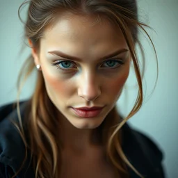 macro head shot of a woman, very detailed, dslr shot
