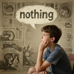 a boy thinking about nothing but nothing, detailed and complex environment