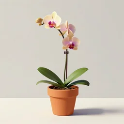 miniature orchid in a pot but minimalistic concept art by frank stella gilleard james whalen tom, colorful, soft light, trending on artstation, minimalism
