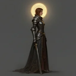 side profile concept art by thomas blackshear, imogen poots as a gloomhaven neo - gothic paladin templar, octane render, matte painting, holy halo, by and hsiao ron chen, artgerm, lawren harris, eve ventrue, magali villeneuve, jeremy lipkin, rob rey, christophe vacher