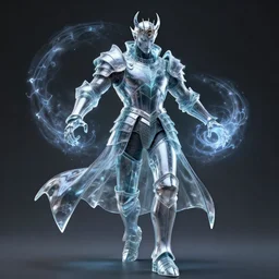 a portrait of a evil king in glass armor releasing spell, full height, moving forward, concept art, trending on artstation, highly detailed, intricate, sharp focus, digital art, 8 k