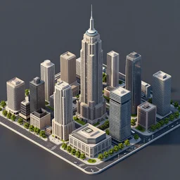 an isometric view, digital art of a city, realistic, 8 k, high - resolution