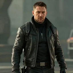 Film still of Tom Hardy as commander Shepard, from Mass Effect (video game)