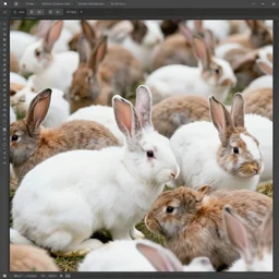 screenshot of opencv detection of beautiful rabbits in a crowd, highly detailed