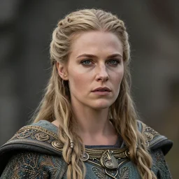 beautiful Viking queen with ornate cloak, highly detailed, 4k, HDR, smooth, sharp focus, photo-realistic, high resolution, award-winning, macro 20mm, headshot