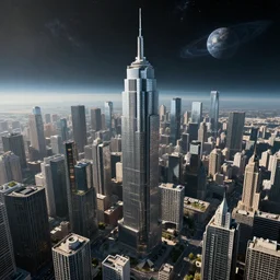 a city in space, photorealistic