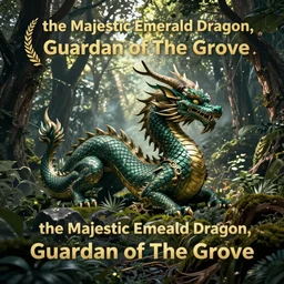 'The Majestic Emerald Dragon, Guardian of The Grove', digital art, artist unknown