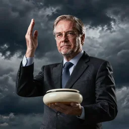 photograph of geert wilders holding rasengan, dramatic lighting, dark clouds