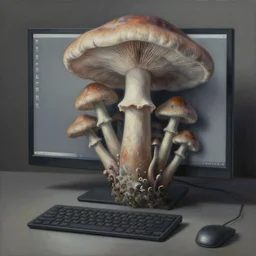 abstract fungus growing out of my computer, muted colors, highly detailed surrealist painting, by michael divine by yvonne mcgillivray by michael divine by mandy jurgens by michael divine, moody color palette, very very very beautiful,