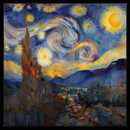 the night sky, elegant mountains on a beautiful sky, an abstract set of large shapes, colorful, warm contrasting colors, painterly, detailed painting of a landscape, extremely high detail, brush strokes, top view, black background, illustration by ross tran