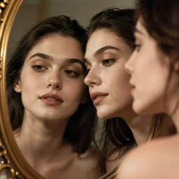 a reflection of a person in the a mirror that doesn't reflect skin