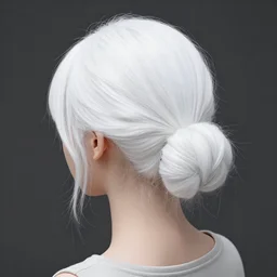 a girl with white hair in a hairbun, by kelogsloops