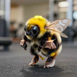 Bumble Bee getting jacked at the gym.