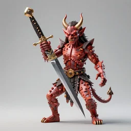 a dagger made of tiny humans, held by a demon, detailed 4K digital art