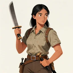 A ultra detailed illustration of A woman holding a machete, by Victo Ngai, trending on ArtStation,