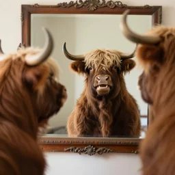 Podhale highlander from Poland laughing maniacally at the sight of a mirror