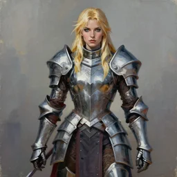 a d & d portrait of beautiful blonde paladin woman, heavy metal armor, rpg character, organic painting, bold shapes, hard edges, gloomy colors, by artgerm