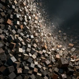 thousand of cube dumped ,hyperrealistic mixed media high resolution , stunning 3d render Unreal Engine , dim volumetric lighting, 8k octane beautifully detailed render, post-processing, extremely hyper-detailed, intricate, epic composition, highly detailed attributes, highly detailed atmosphere, cinematic lighting, masterpiece, trending on artstation, very very detailed, masterpiece, stunning, flawless completion, perfection,