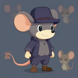 anthropomorphism, mouse / human hybrid game character concept art, thief, bad guy, ghiibli meets animal crossing style