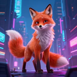 an anthropomorphic fox in a cyberpunk city, trending on artstation, by kawacy, neon backlighting, furry art