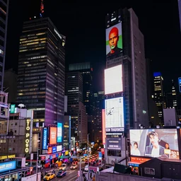 cityscape, at night, high rises, billboard ads, neon signs, dramatic illumination, multi colored lighting, highly detailed, ultra realistic, 8 k, cityscape photography, by paul reiffler and andrew prokos