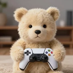 photo of woolie with a game controller