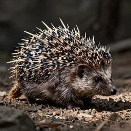 a hybrid with features of an porcupine and a hedgehog