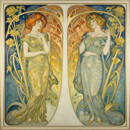a streamline moderne art nouveau painting in the style of donato giancola, and in the style of charles dana gibson, and in the style of charles dulac. symmetry, smooth, sharp focus, semi - realism, intricate ultra fine detail.