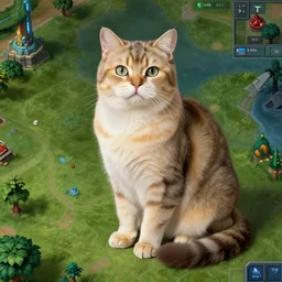 a giant cat sitting on a Starcraft map