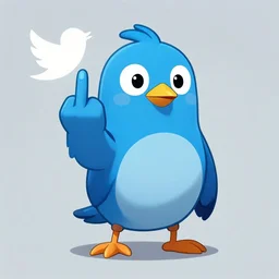 blue twitter bird giving the middle finger, digital art, artstation, patrick faulwatter