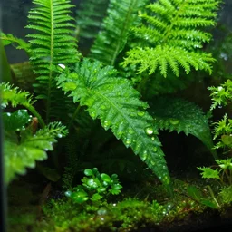 lush green terrarium, macro shot, 4k