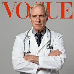 doctor doom. studio photo in the 7 0's. vogue magazine cover with text. highly detailed