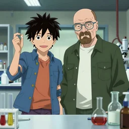 senku from dr stone and walter white from breaking bad in a lab together