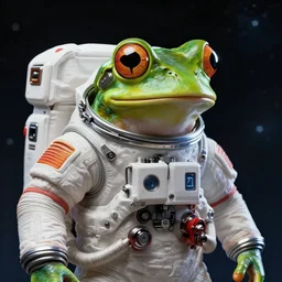 long shot, frog wearing a complex astronaut suit in the style of 2001 a space odyssey, digital art, ultra realistic, ultra detailed, art by tasia.m.s, hyperdetailed