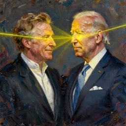 joe biden yellow laser vision, joe biden yellow laser vision, ilya kuvshinov, john singer sargent, digital art illustration, impressionist oil painting, trending on artstation, intricate