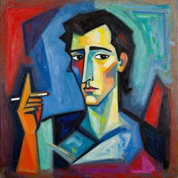 Chester Bennington in Picasso style, abstract art