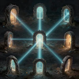 very small but multiple tiny portals, wormholes, gates in reality, some with laser beams coming out of them, fantasy art,, alena aenami, petros afshar, noah bradley, anton fadeev, steve henderson, filip hodas, mark keathley, thomas kinkade, phil koch, gilbert williams, mike winkelmann, beeple