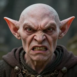 closeup portrait of an angry medieval goblin, depth of field, zeiss lens, detailed, symmetrical, centered, fashion photoshoot, by Annie Leibovitz and Steve McCurry, David Lazar, Jimmy Nelsson, Breathtaking, 8k resolution, extremely detailed, beautiful, establishing shot, artistic, hyperrealistic, beautiful face, octane render