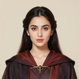 masterpiece head-on symmetrical centered painted portrait, Mahira Khan as D&D Mage, wearing wizard robes, elegant, in the style of ROSSDRAWS and Ruan Jia and Ross Tran and Alphonse Mucha and Ayami Kojima and Charlie Bowater and Karol Bak and Jean Delville, pixar, maya engine, splash comics, global illumination lighting, rich bright colours