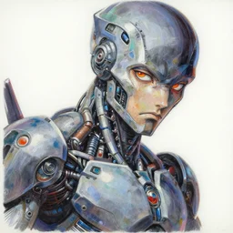 palette knife artwork of a cyborg, sharp focus, by james jean, by rossdraws, frank franzzeta, sakimichan