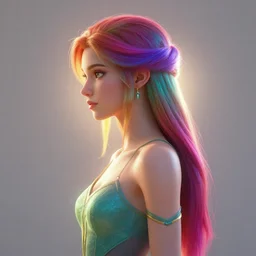 medium shot side - profile painted portrait, ellie bamber fairy, backlit, key lighting, smooth, gaudy colors, unreal engine render, art nouveau, maya render, octane render aesthetic, overlord, dota matte painting concept art, official fanart behance hd artstation by james gilleard, jesper ejsing, lois van baarle, ilya kuvshinov