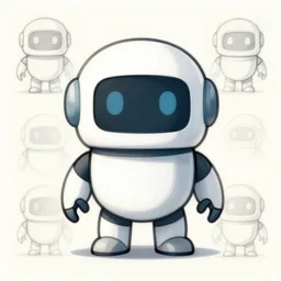 sketches concept art robot mascot simple large head icon