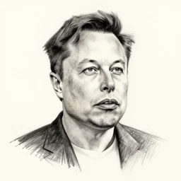 a pencil sketch of a poorly drawn Elon Musk, incorrect proportions, abstract, surreal